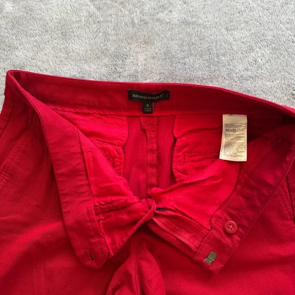 Banana Republic Red Flare Trousers Pants - Cotton Mix - Size 8 - Picture 2 of 13